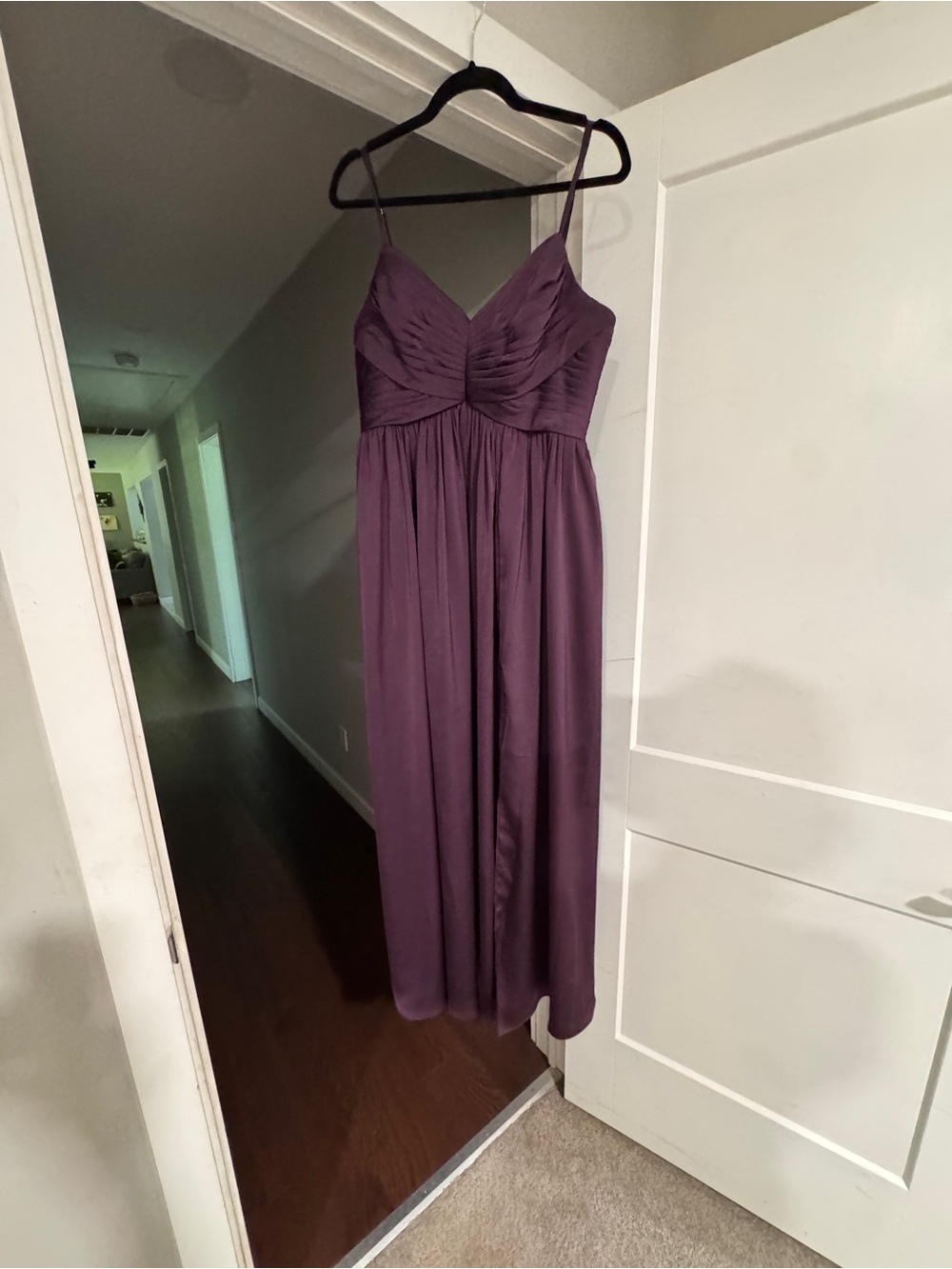 Azazie Plum Alia Spaghetti Strap Maxi Dress size A12